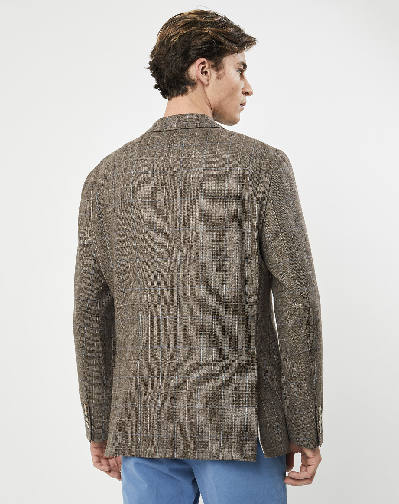 Hackett London Veste en Laine & Soie à carreaux marron