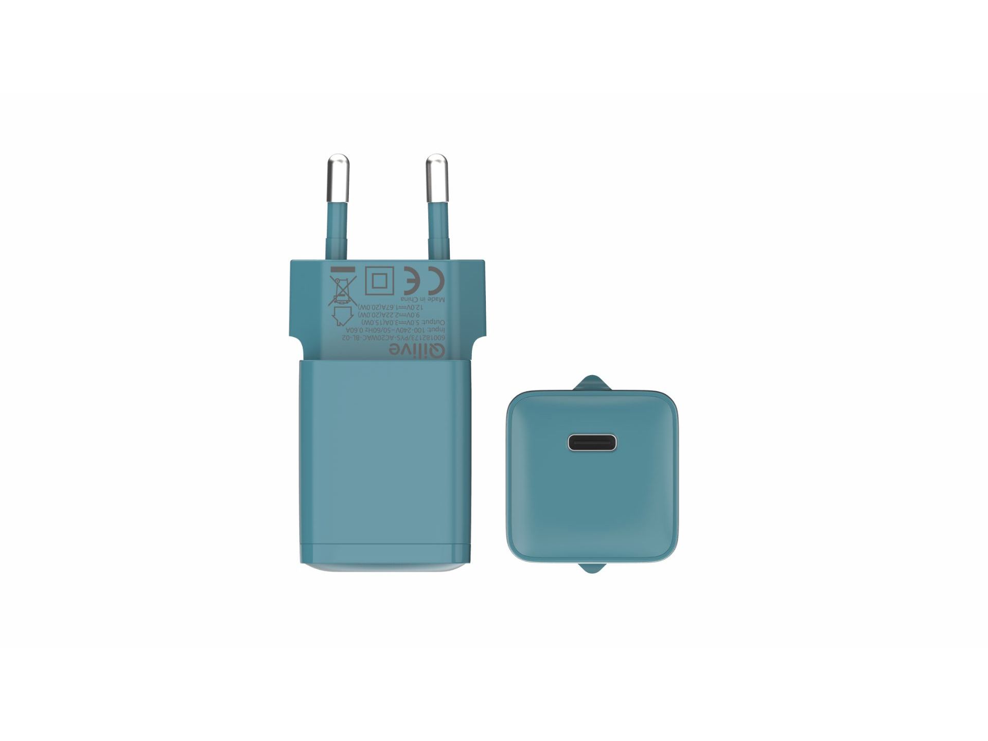 CARREGADOR QILIVE 600182173 USB C 20W AZUL P1