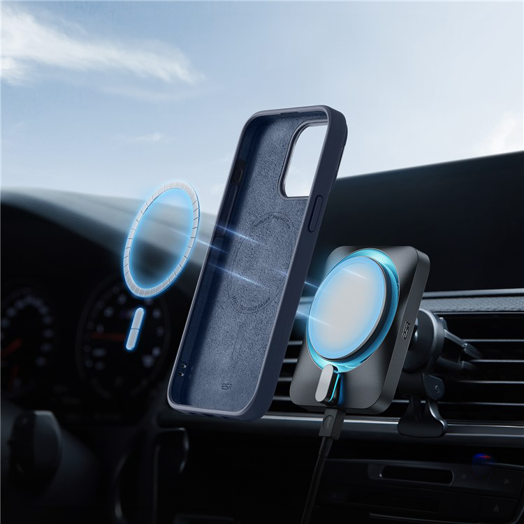 iPhone 15 Pro Max Cloud Series MagSafe Silikon Case Hülle   Kickstand - Dunkelblau