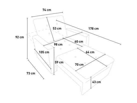 Fauteuil-lit peu encombrant avec accoudoirs au design moderne Zeta