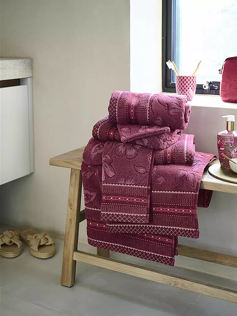 PIP STUDIO Waschhandschuh  JASMIN JACQUARD 16x22cm Dark Pink beere
