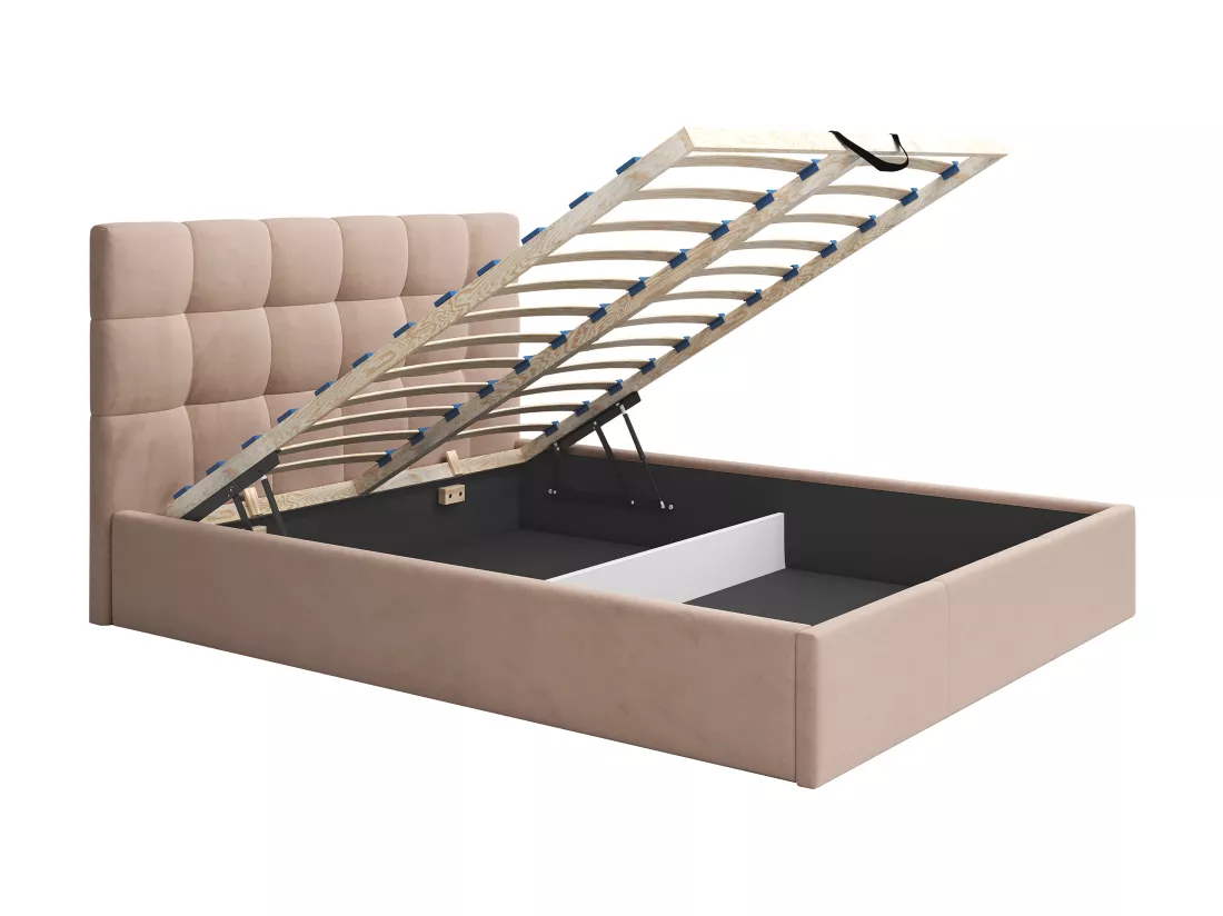 Lit coffre 160 x 200 cm - Velours - Beige - MIRDAL de Pascal Morabito