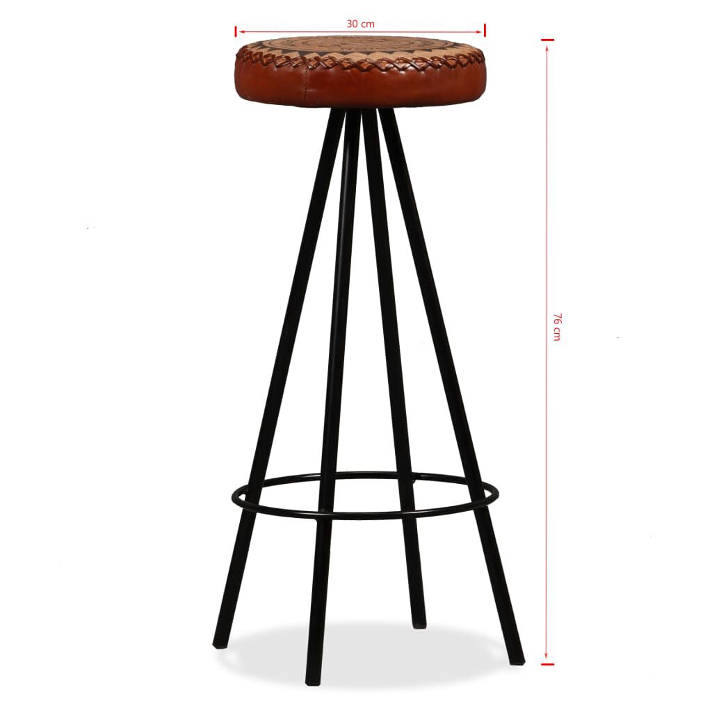 vidaXL 3-delige barset, massief acaciahout, leer en canvas