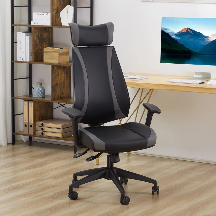 HOMCOM Bürostuhl dicke Polsterung, ergonomisch geformt, gemütliche polsterung Schwarz