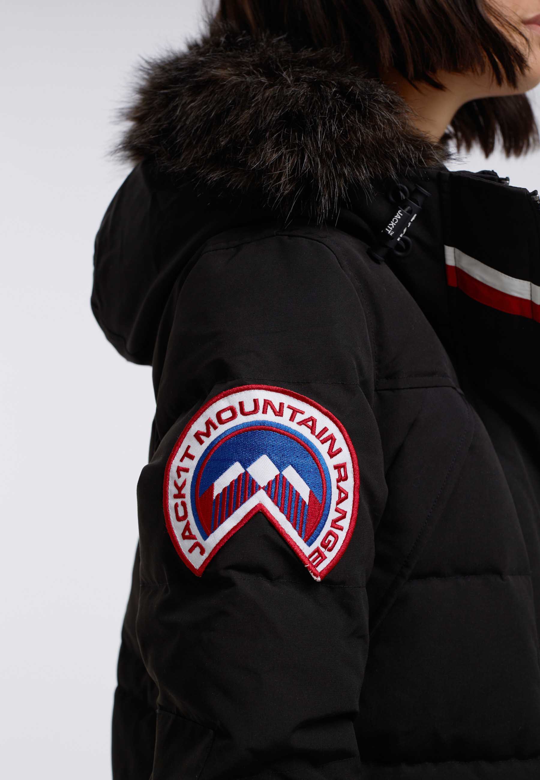 Neo Mountain Parka Extra Long Dame Black/Dark Bear