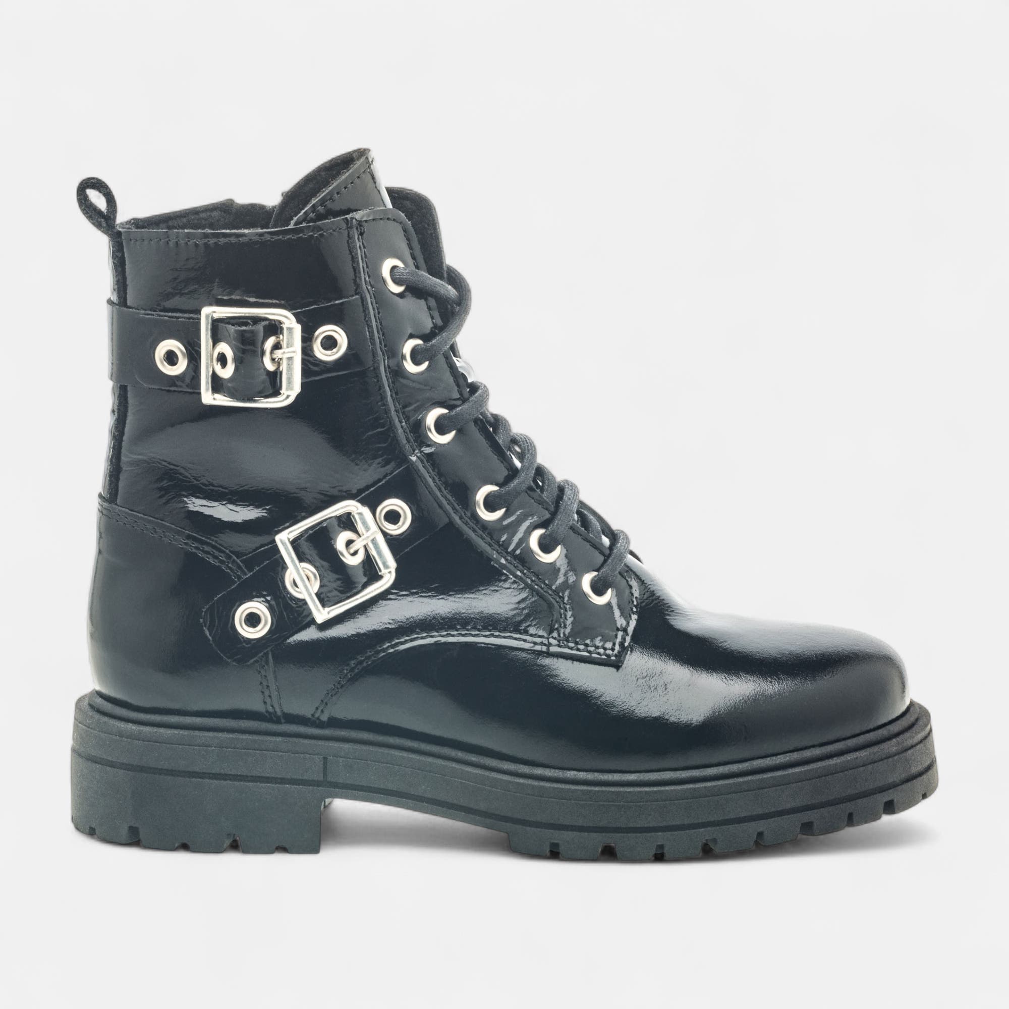 Boots Fille en cuir noir