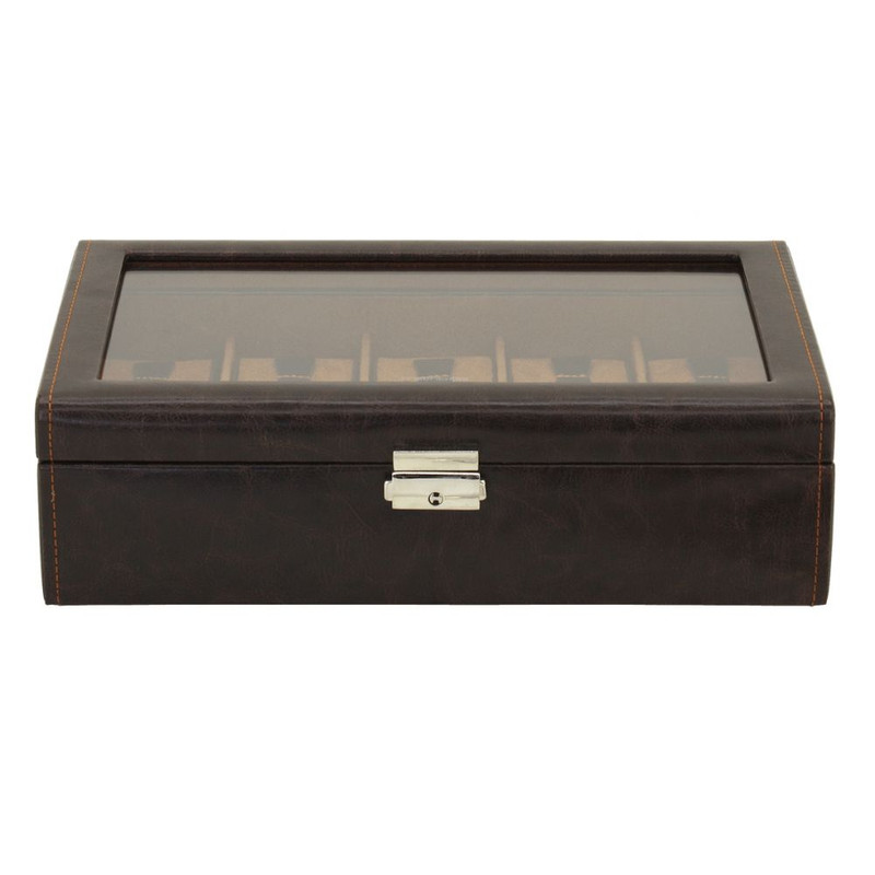 Ecrin 10 montres, James, marron, vitré