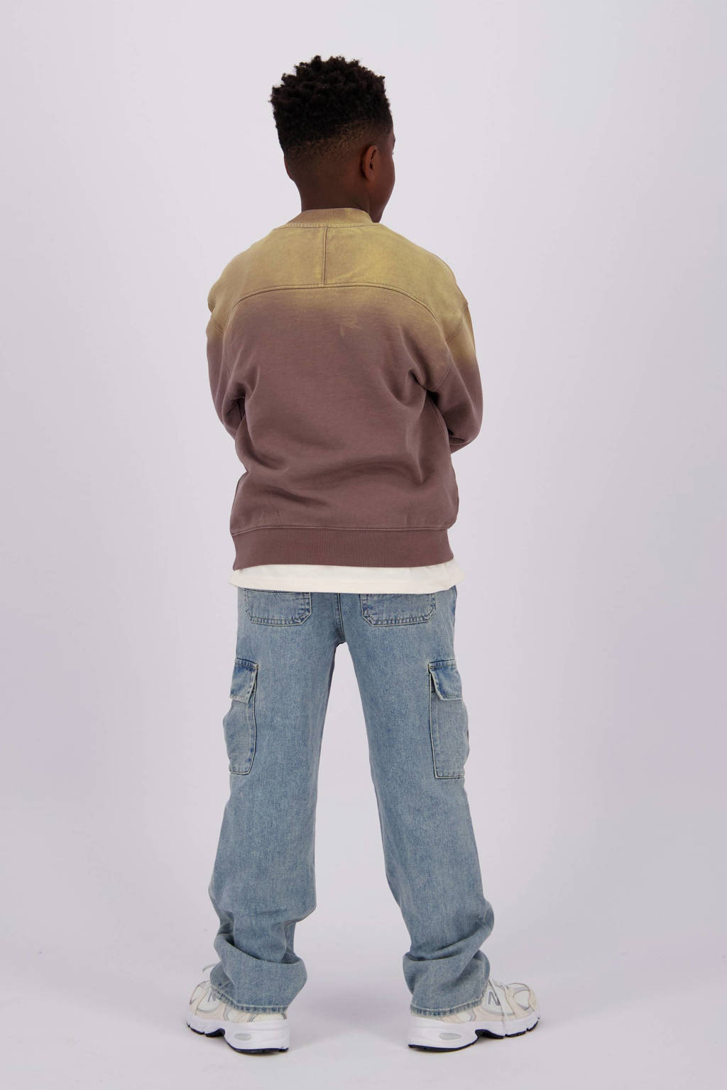 Vingino sweater Nebras met printopdruk paars/geel