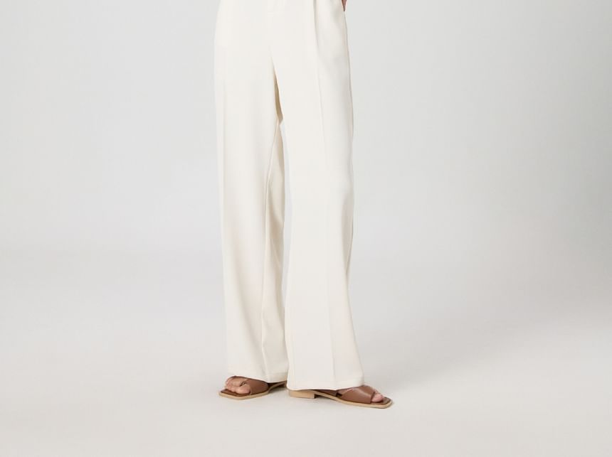 sansweet - High Rise Plain Wide Leg Broek