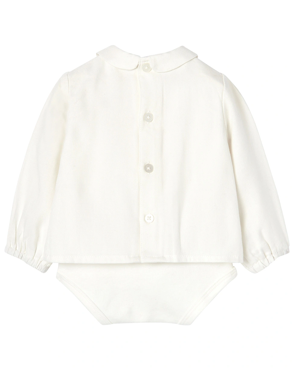 Langarm-Body-Hemd in off white