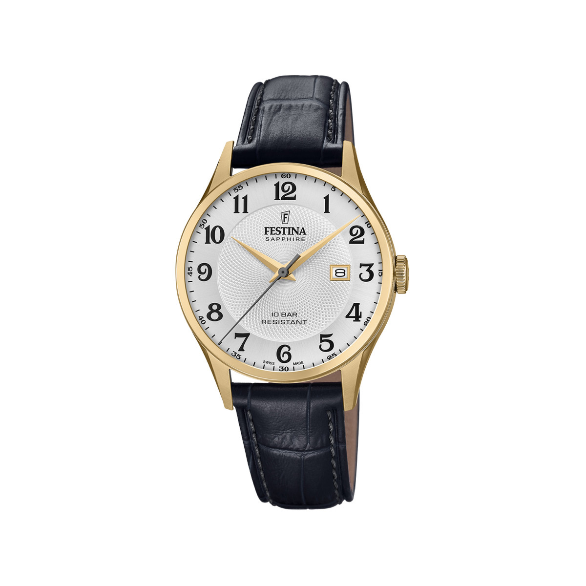 Montre Festina homme acier doré cuir noir
