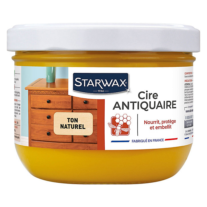 Cire antiquaire pâte bois ciré ton naturel Starwax 375ml