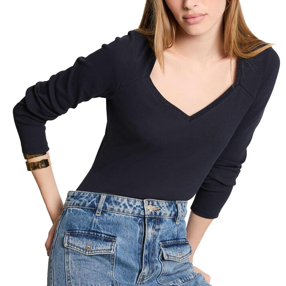 Morgan T-Shirt Manches Longues Marine Femme Morgan TRESOR