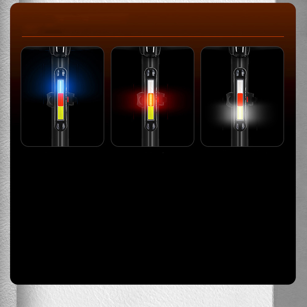 500mAh Wiederaufladbares USB Fahrrad Rücklicht Velo LED Warnlicht mit 3 Farben - Blau / Rot / Weiss