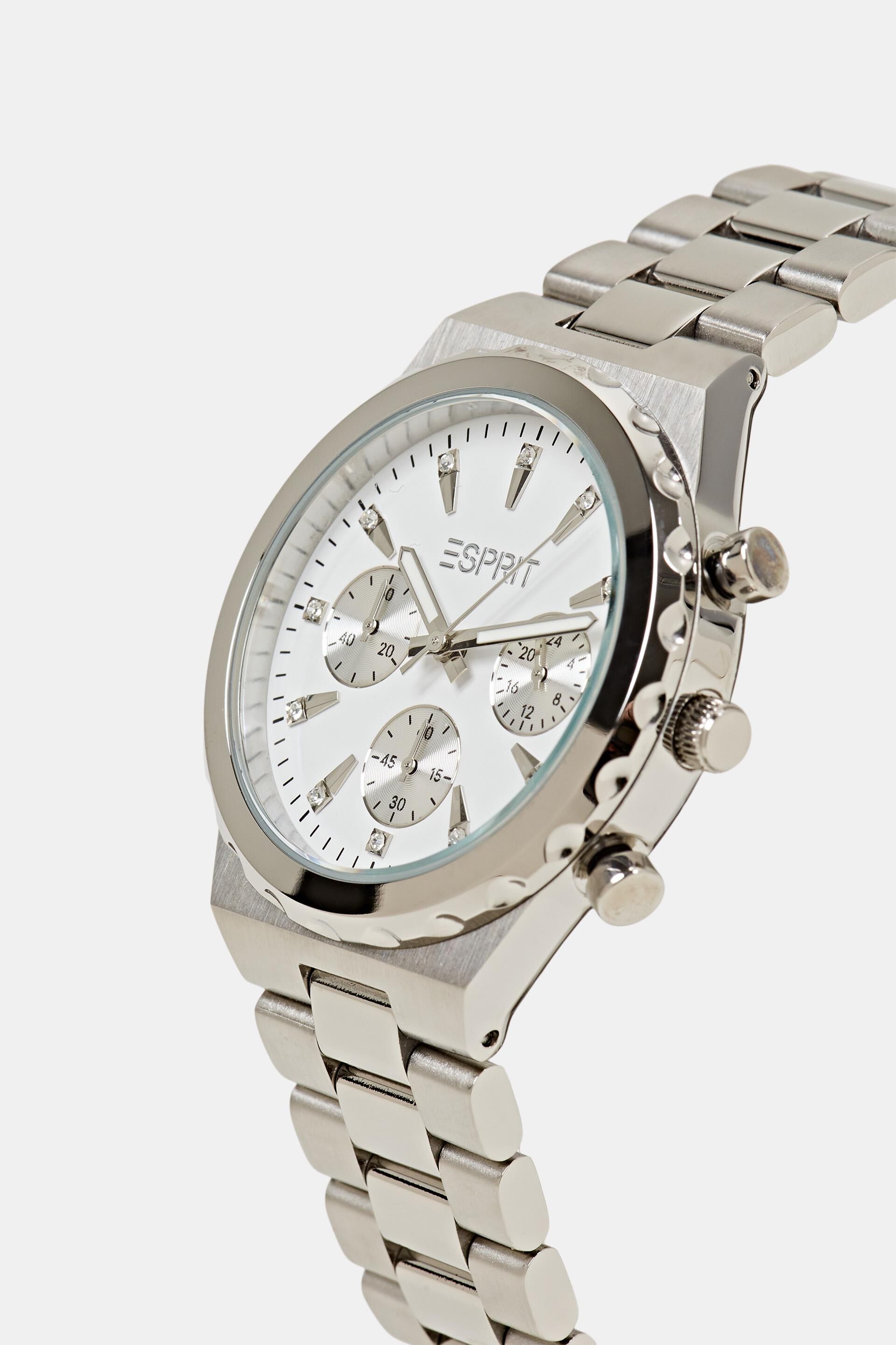 Chronographe en acier inoxydable à bracelet à maillons