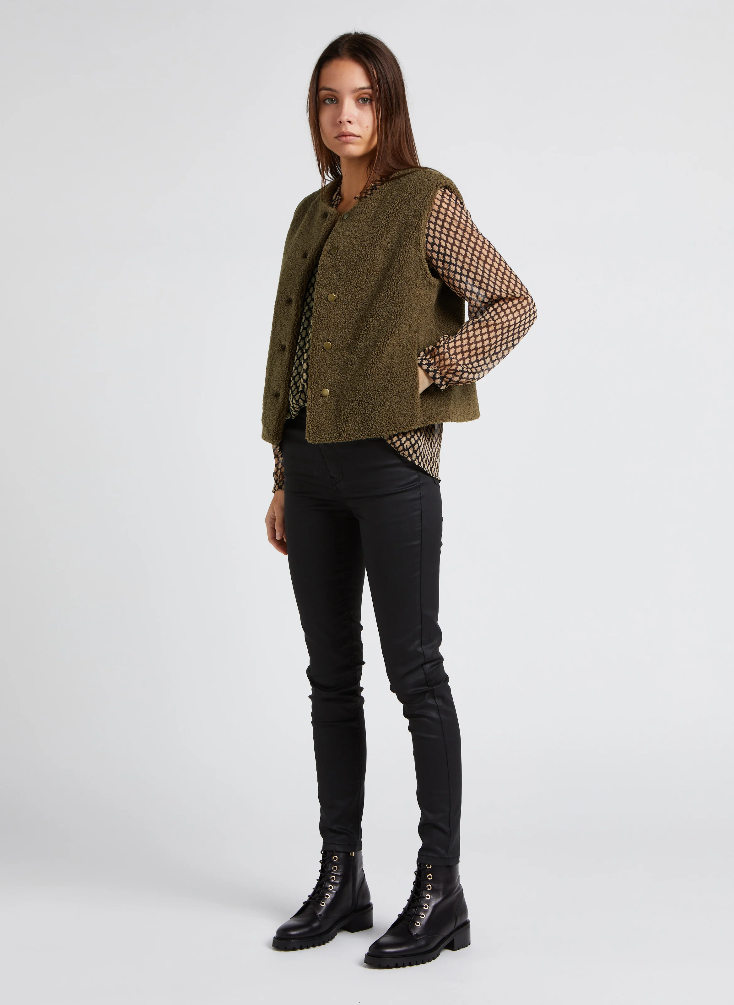 SUZY - Jean slim enduit taille haute | Noir