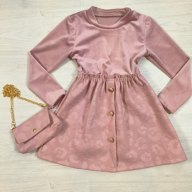 Velvet Leopard Dress & bag - roze