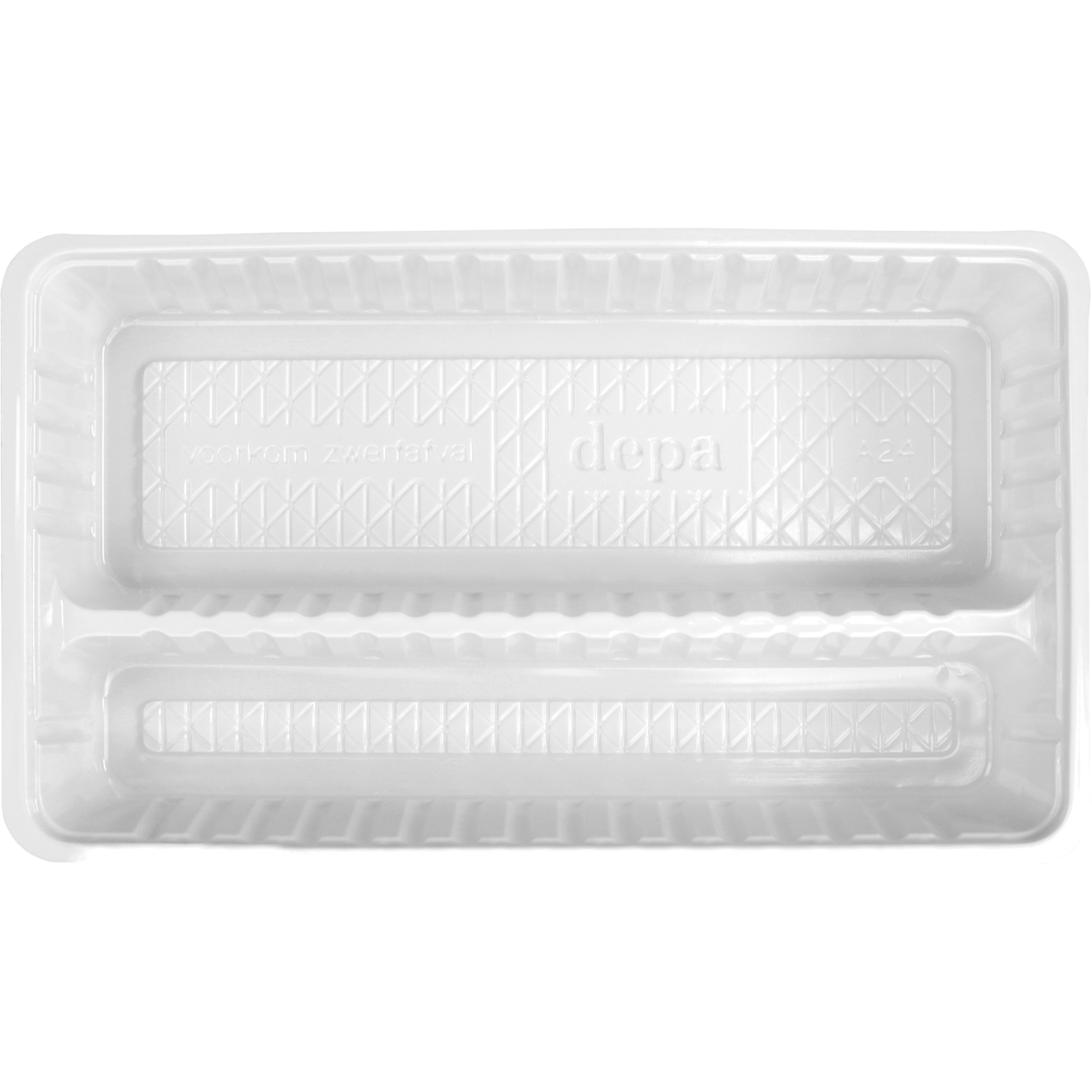 Bak, PS, A24, 2-vaks, snackbak, 202x120x30mm, wit