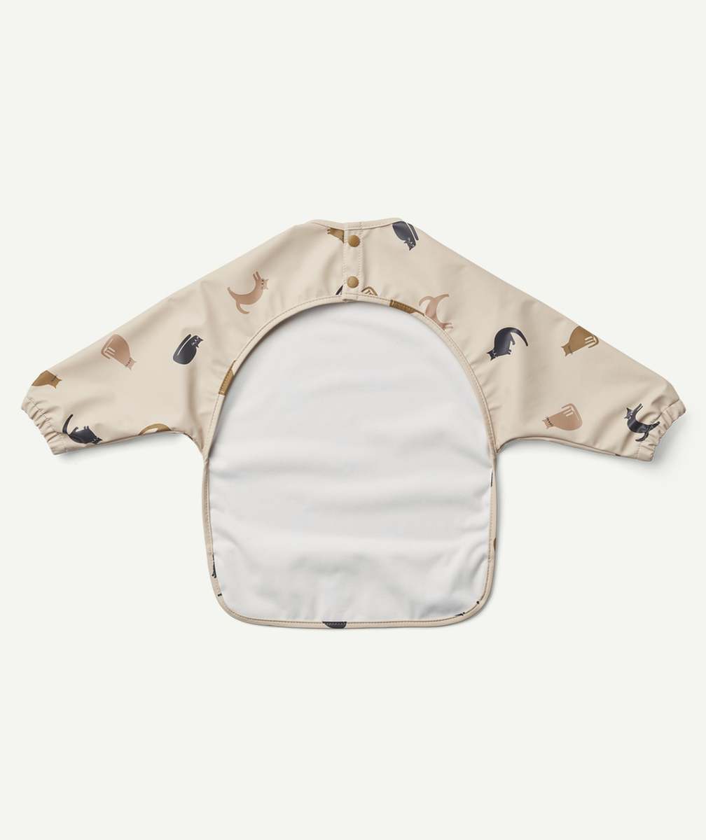 LIEWOODBAVOIR TABLIER BEIGE IMPERMÉABLE MOTIFS CHAT BÉBÉ