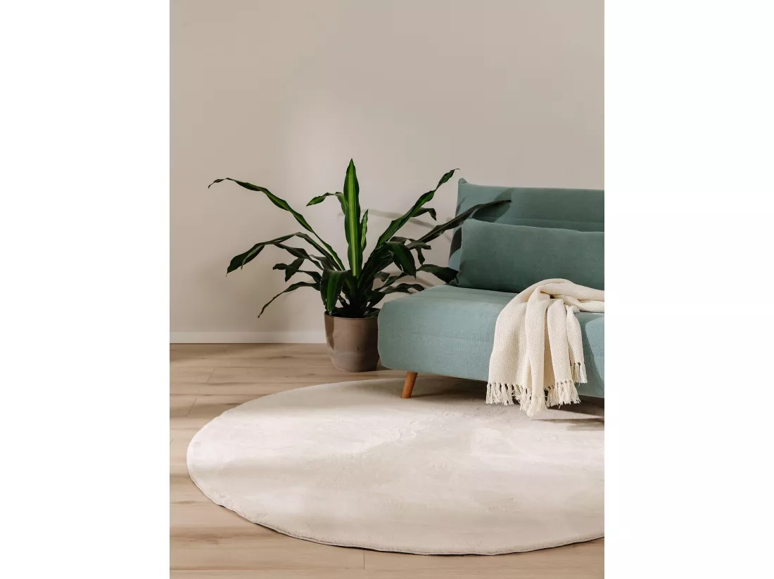 Tapis en fausse fourrure Furry Beige ø 160 cm rond