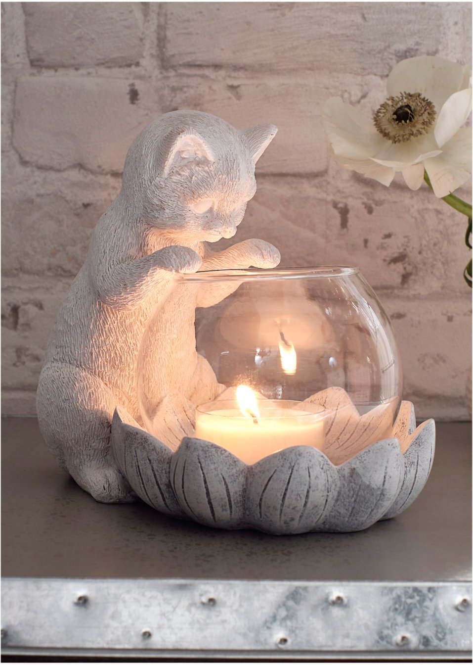 Porte-bougie chauffe-plat chat