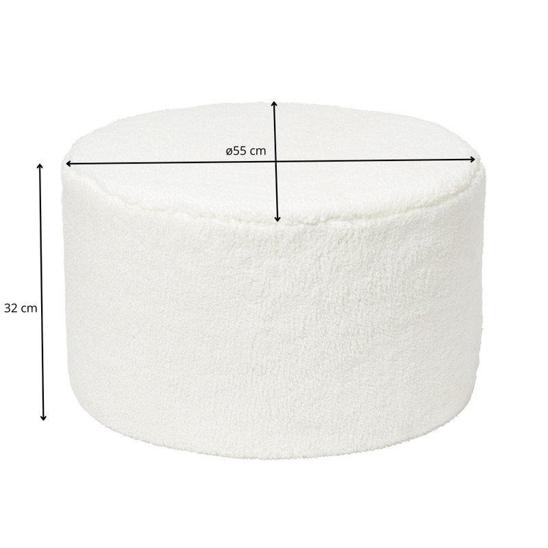 Teddy poef rond - wit - ø55x32 cm