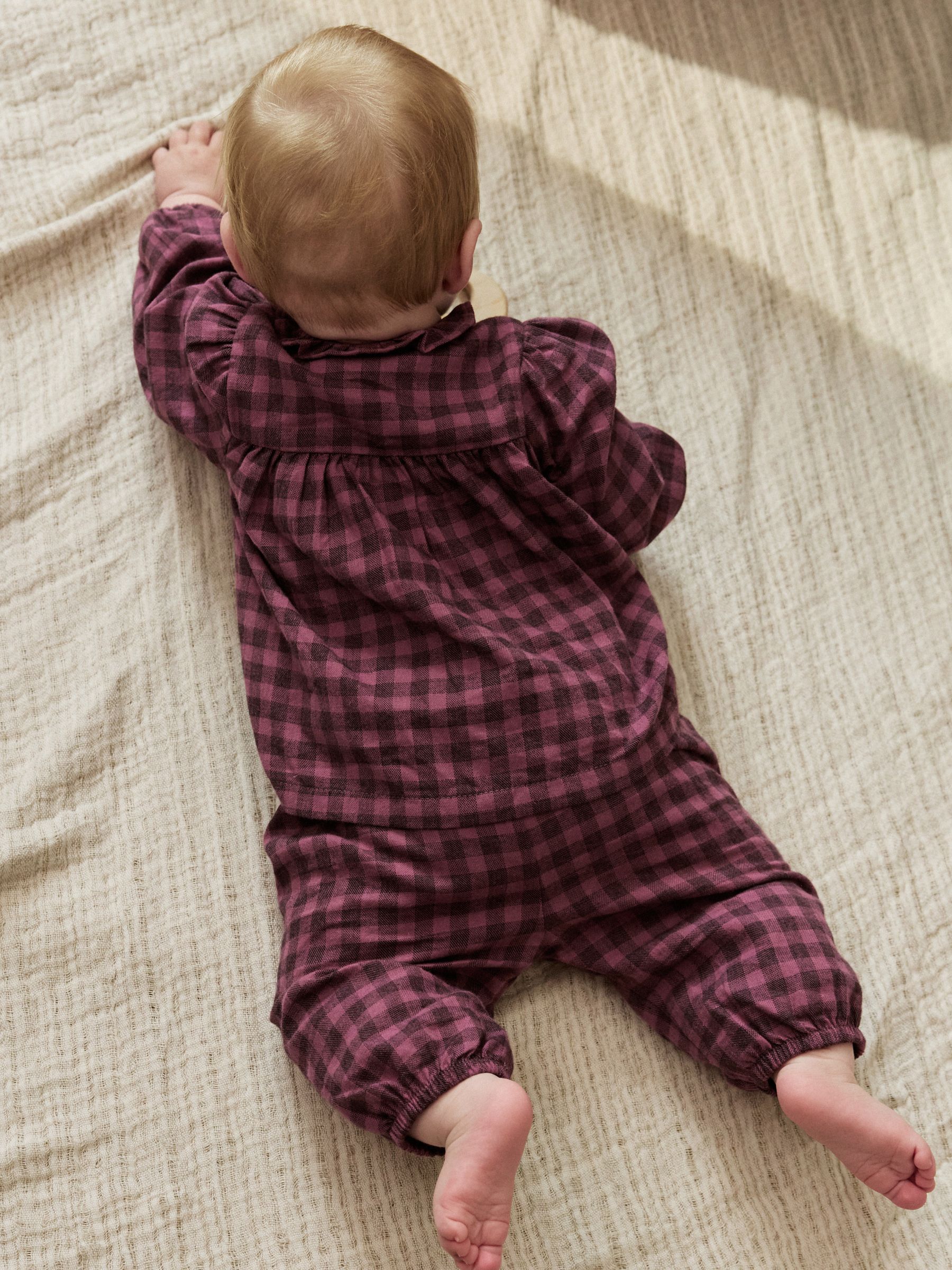 PURPLE GINGHAM - 2 -delige babyset van geweven tops en broeken met lange mouwen (0mnd -2jr)