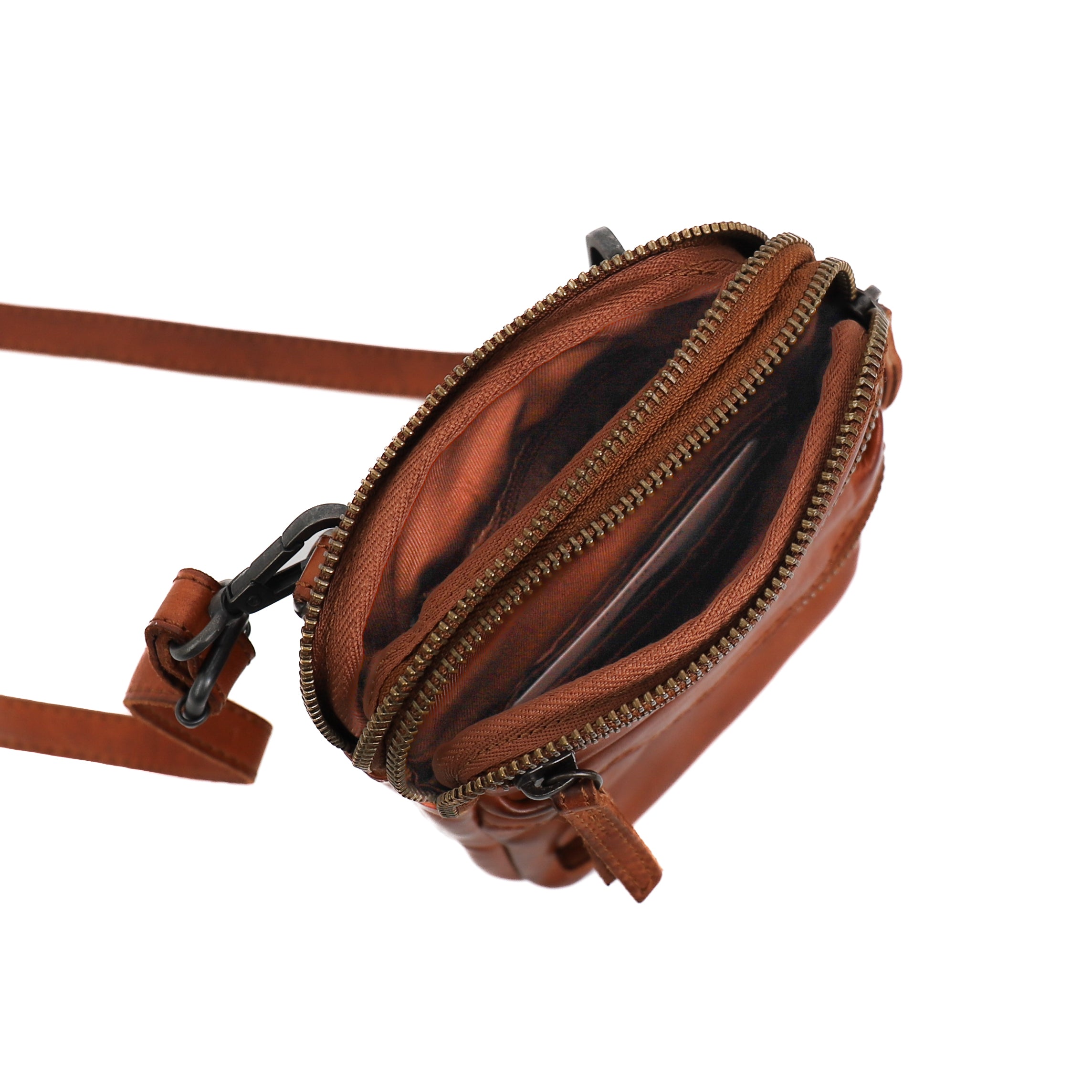 Kleine schoudertas 'Toni' cognac Cognac