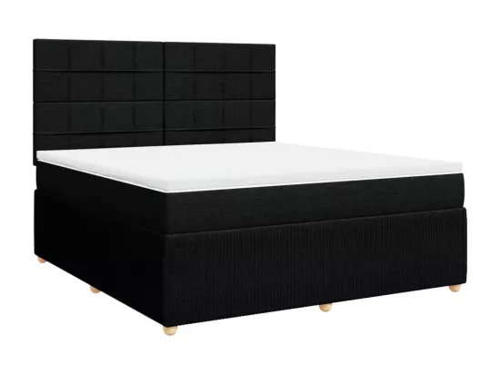 Sommier à lattes de lit avec matelas Noir 180x200 cm Tissu