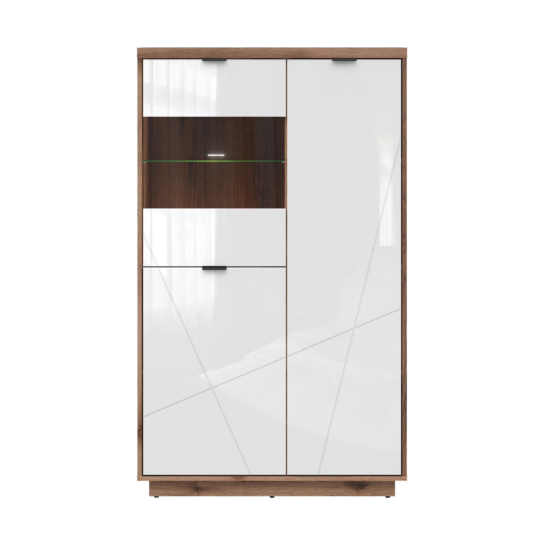 Highboardvitrine - Delano Eiche-weiß - 3 Türen - 94 cm