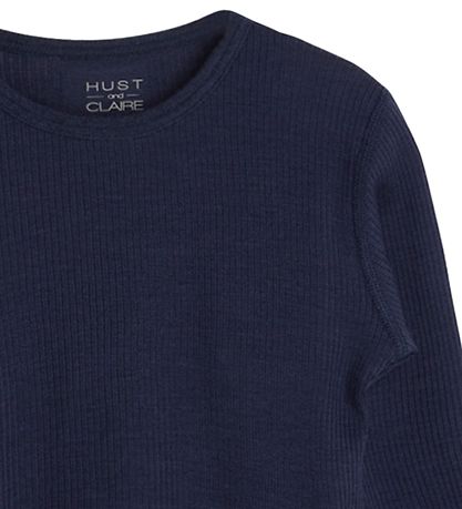 Hust and Claire Bluse - Adie - Rib - Wolle - Navy