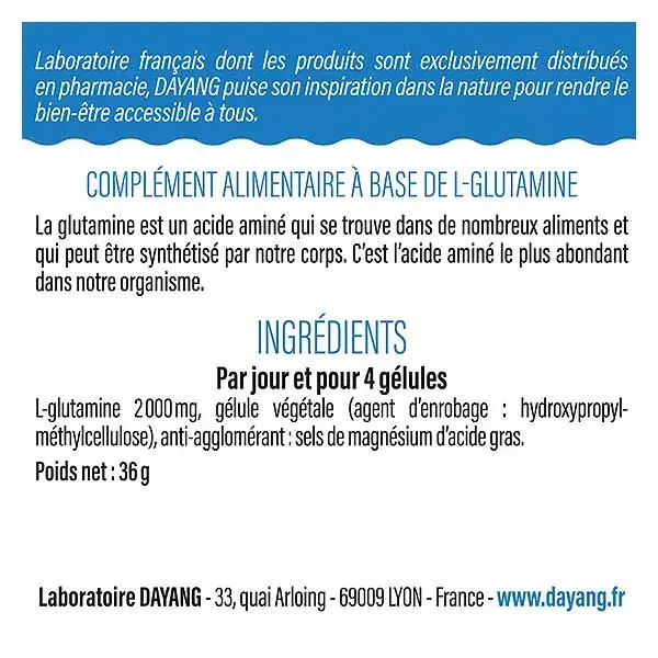 Dayang L-Glutamina 2000mg 60 cápsulas