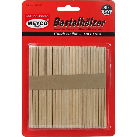 Meyco Bastelhölzer 50 Stück 110 x 11 mm