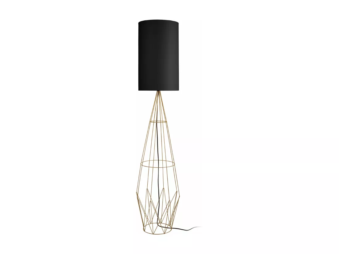 Lampadaire colonne métal doré 165 cm.
