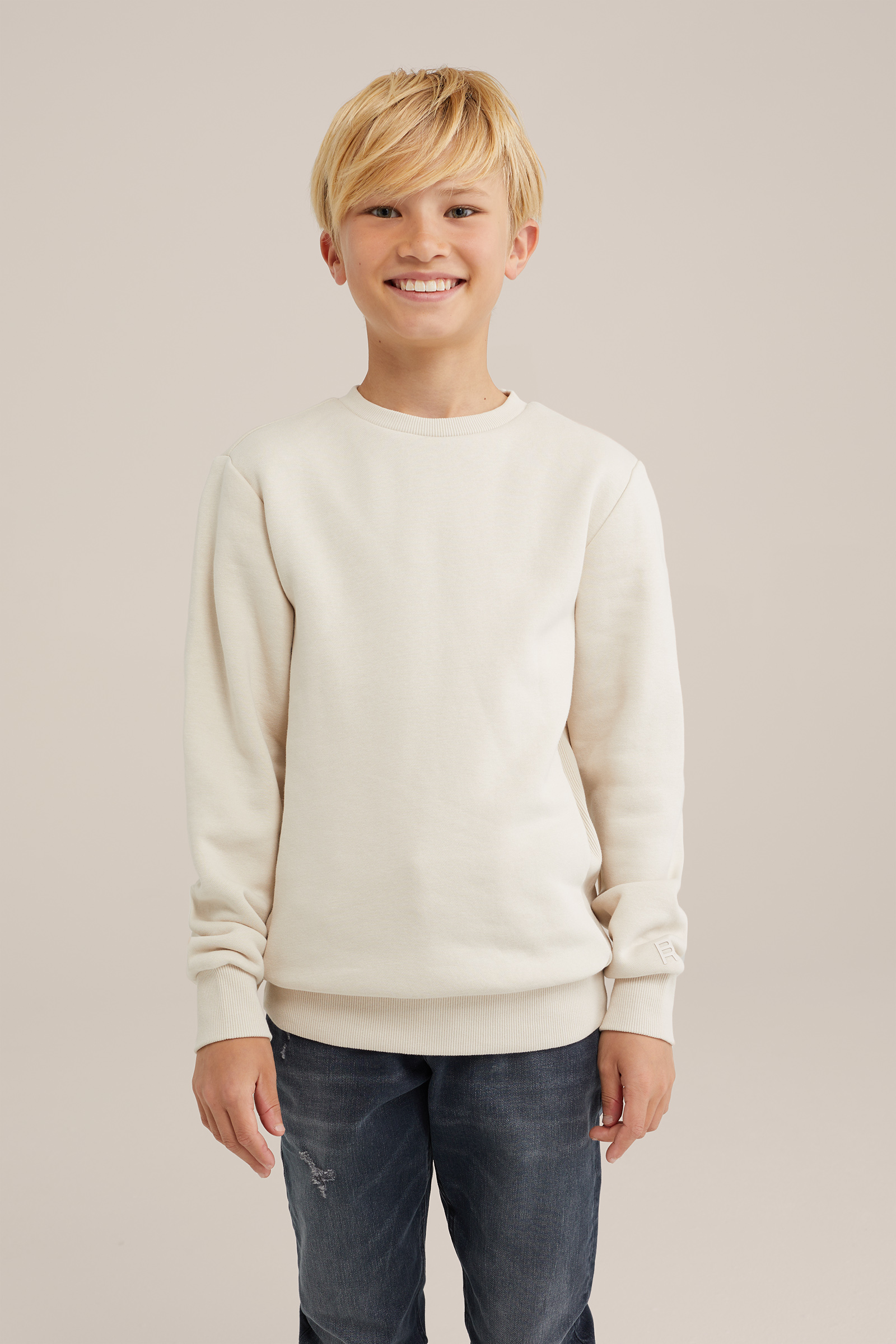 Unisex sweater met geribde details Blue Ridge Beige