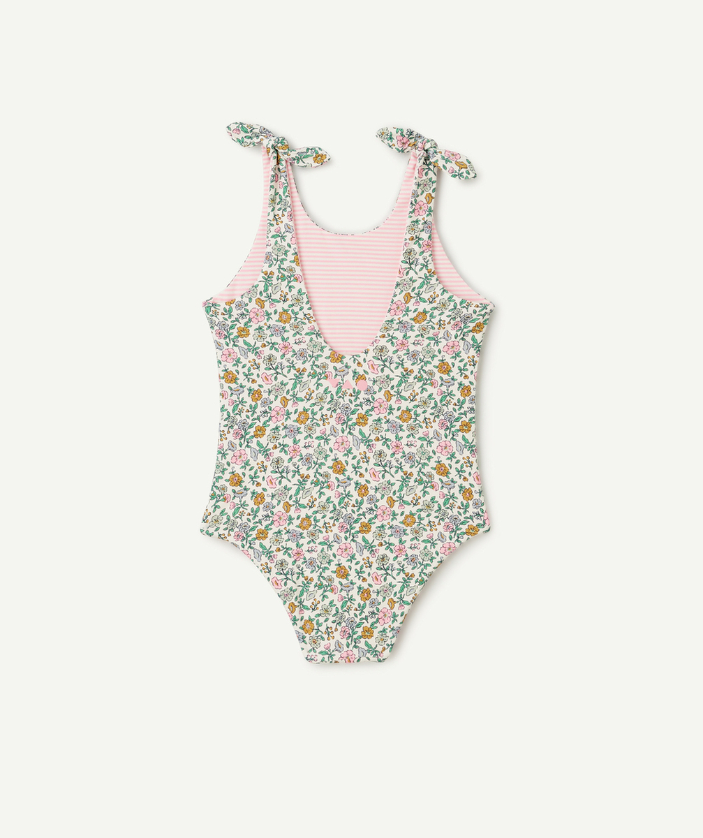 MAILLOT DE BAIN 1 PIÈCE RÉVERSIBLE FILLE EN FIBRES RECYCLÉES AVEC IMPRIMÉS