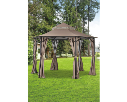 Gazebo Hexagon Joana Garden Place 3,3 x 3 m donkerbruin