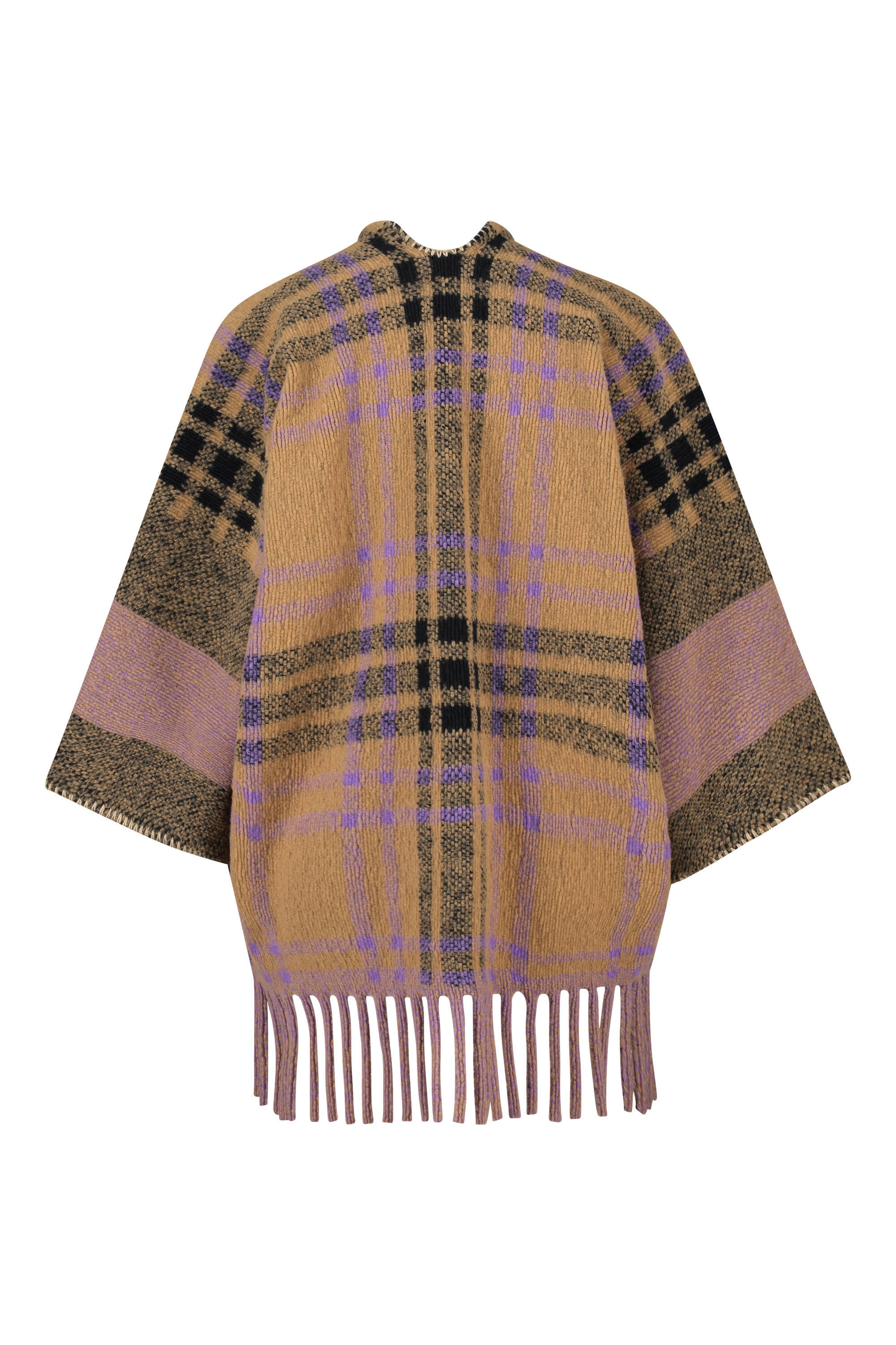 Expresso poncho met franjes bruin