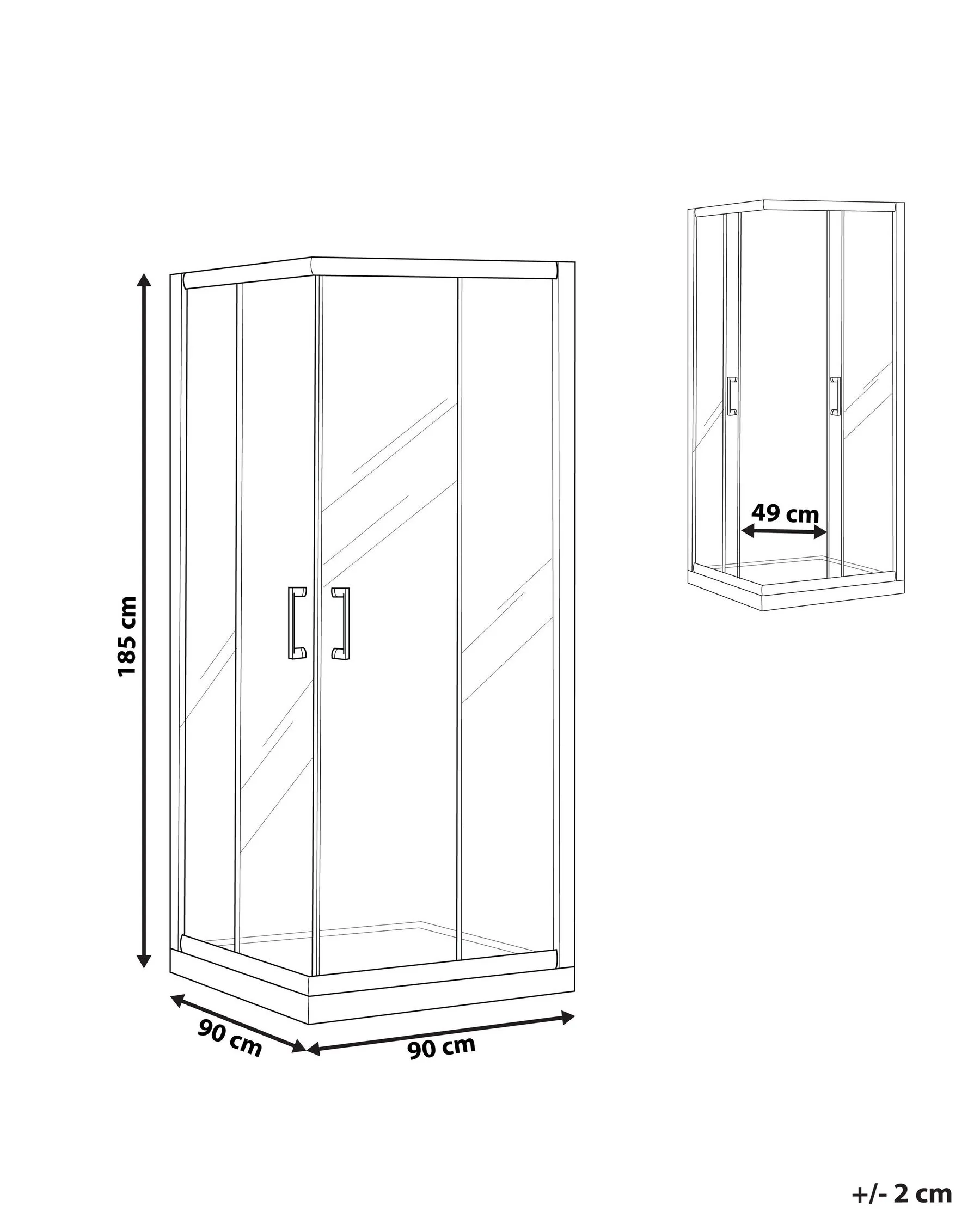 Douchecabine TELA 90 x 90 x 185 cm Goud
