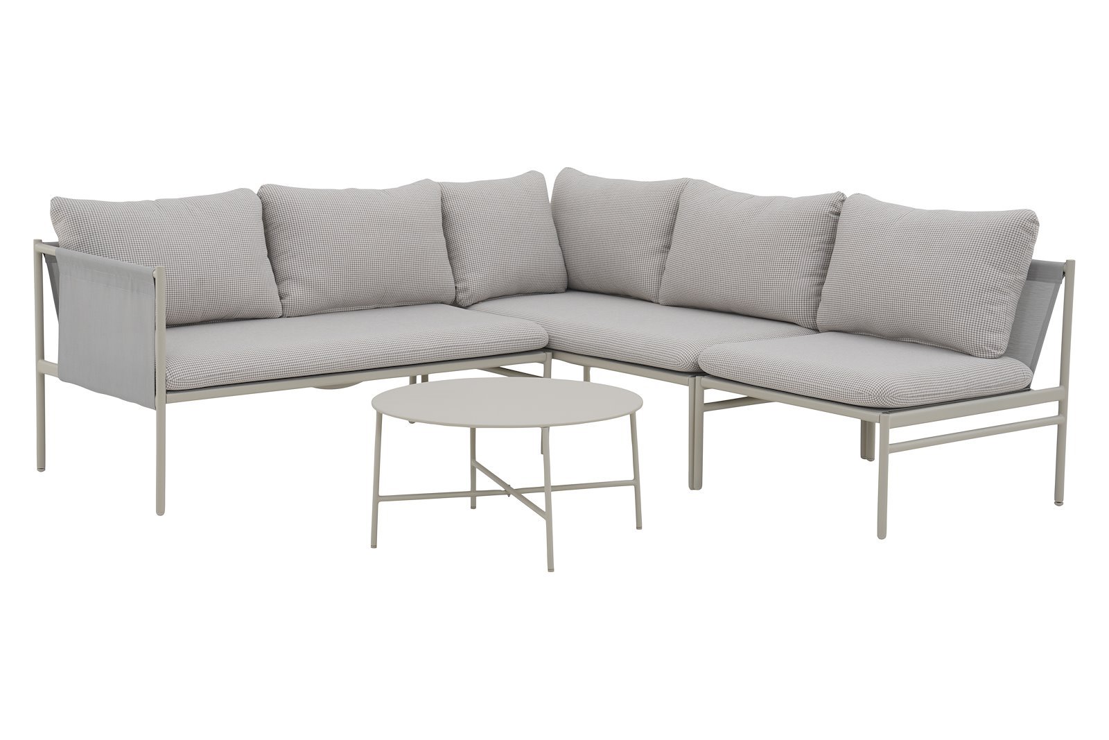 Cancun hjørnesofa Hvitlakkert med beige puter