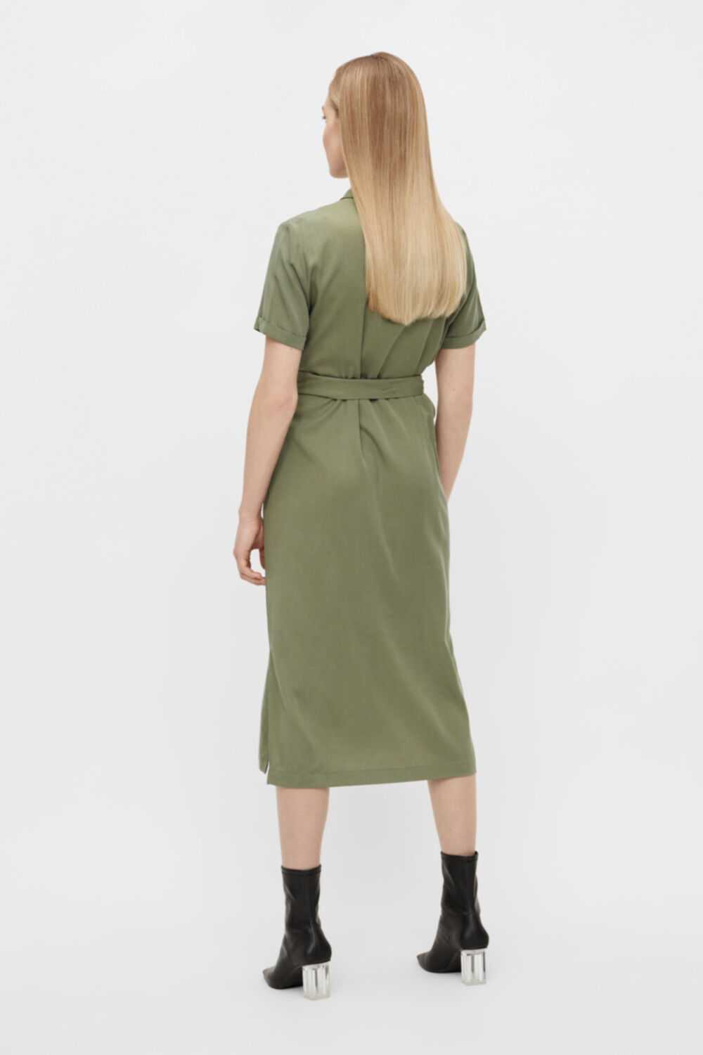 Vestido longo tipo camisa - Verde