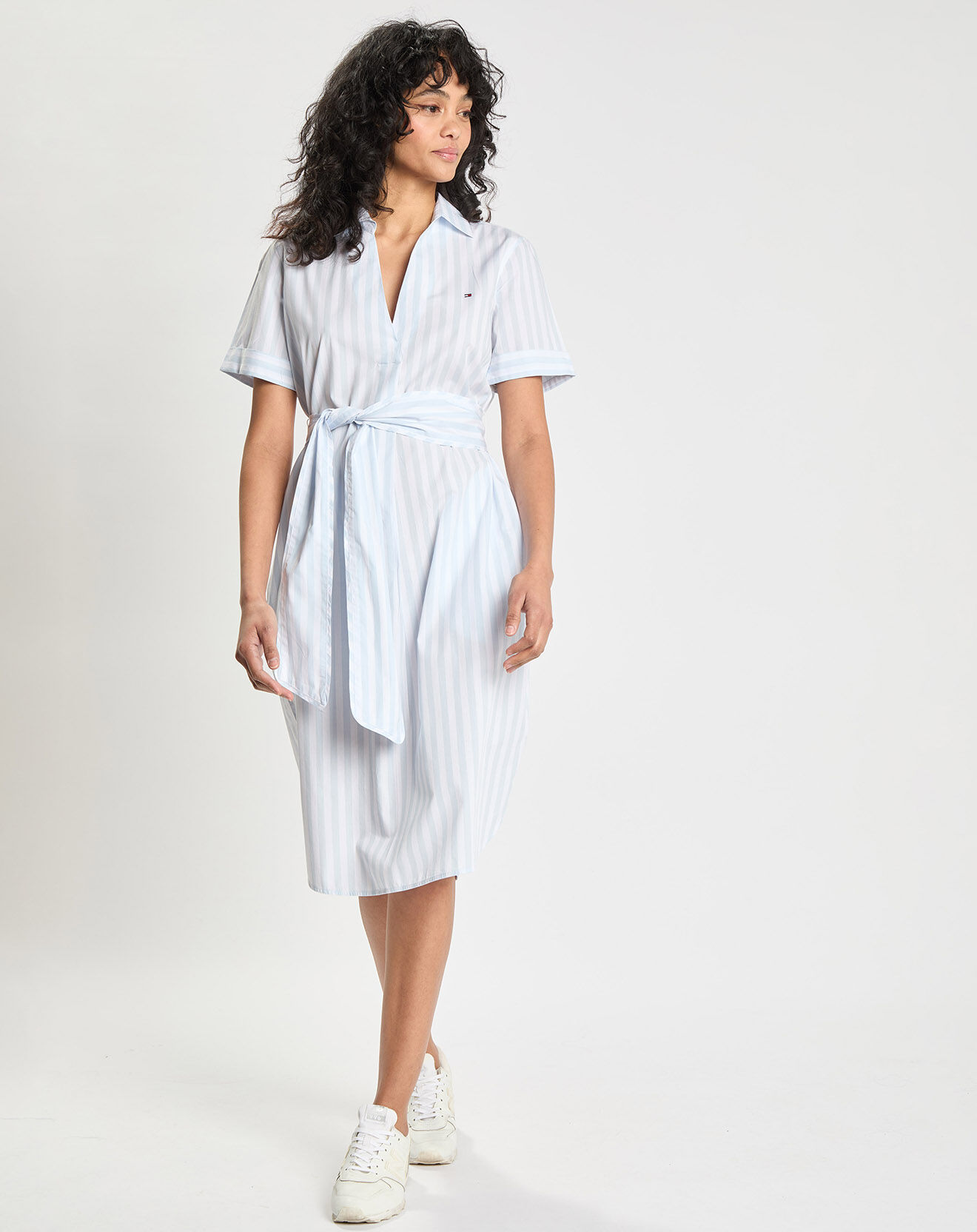 Tommy Hilfiger Robe chemise en popeline cot à rayures bleu/blanc