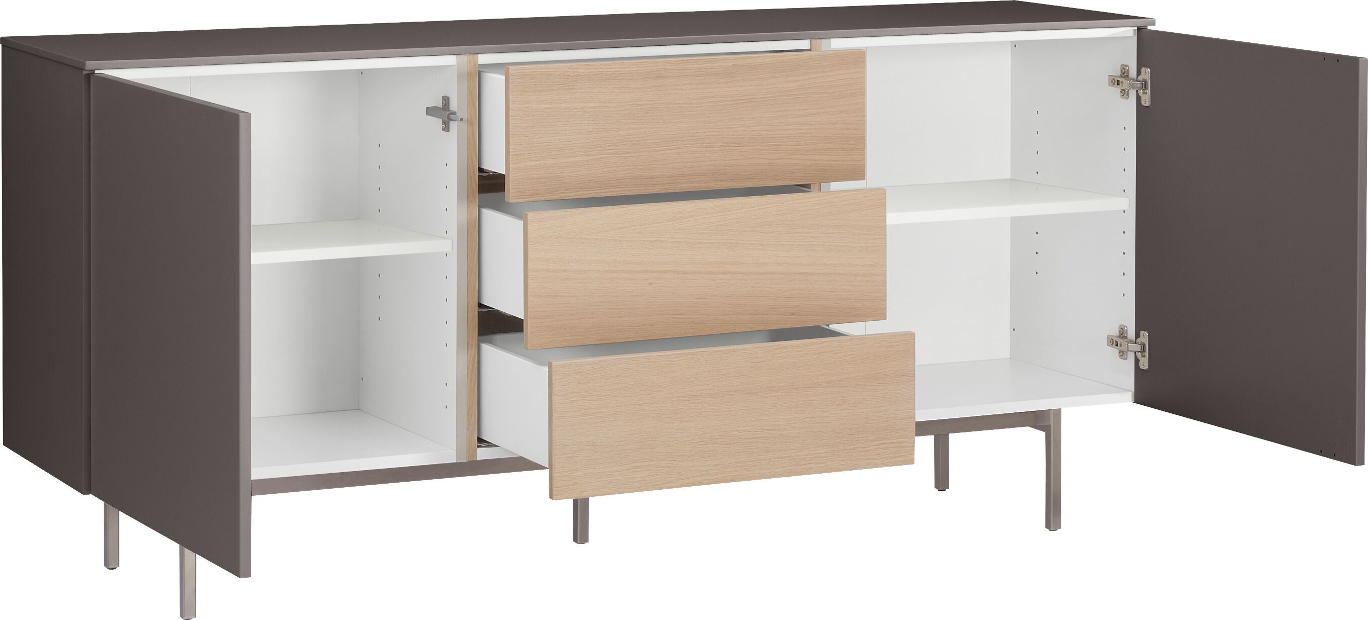 TILL Sideboard - Dunkelgrau / B: 168.0 cm x T: 41.0 cm x H: 77.0 cm