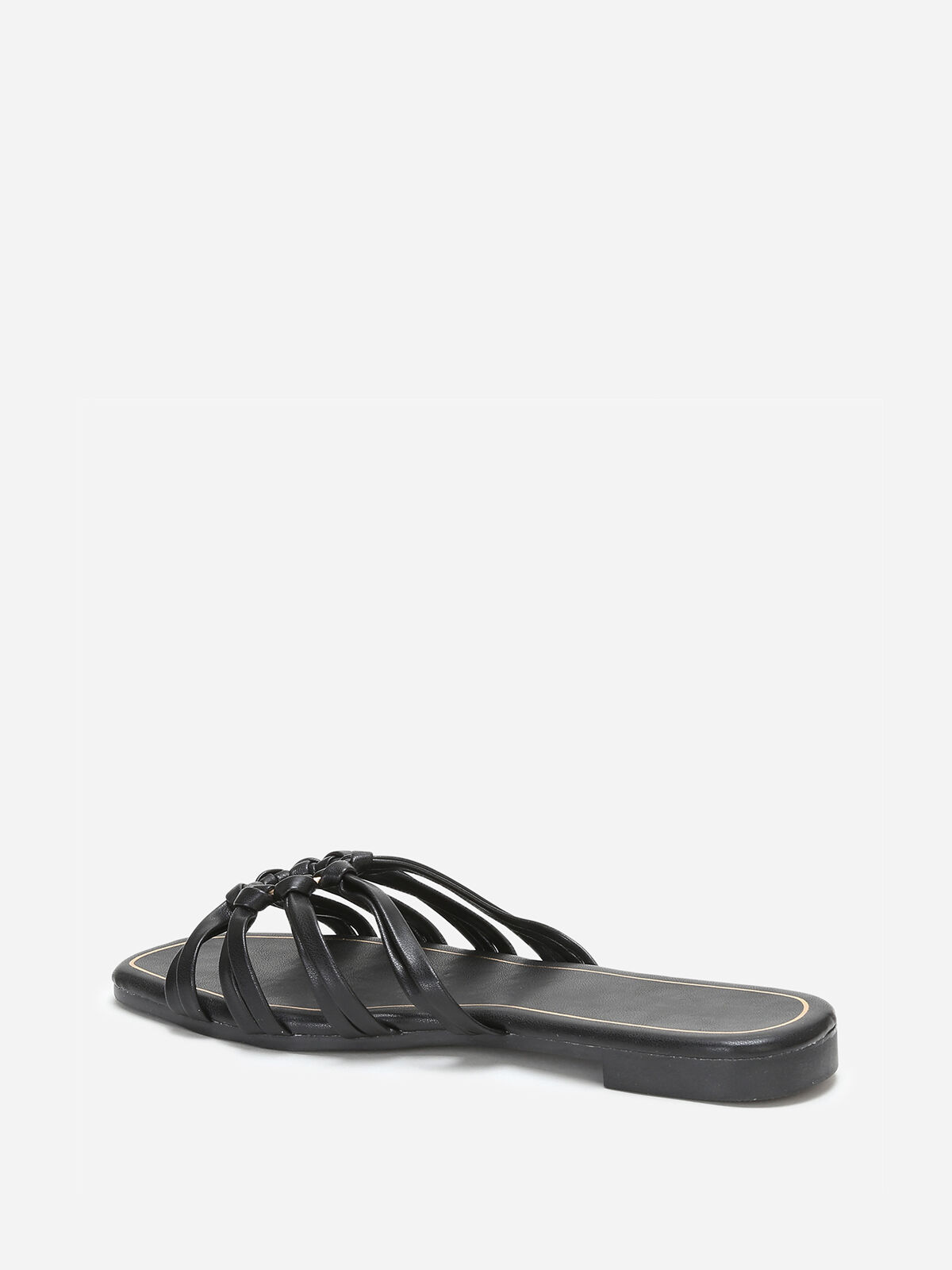 Mules à anneau dorée et fines brides- Noir