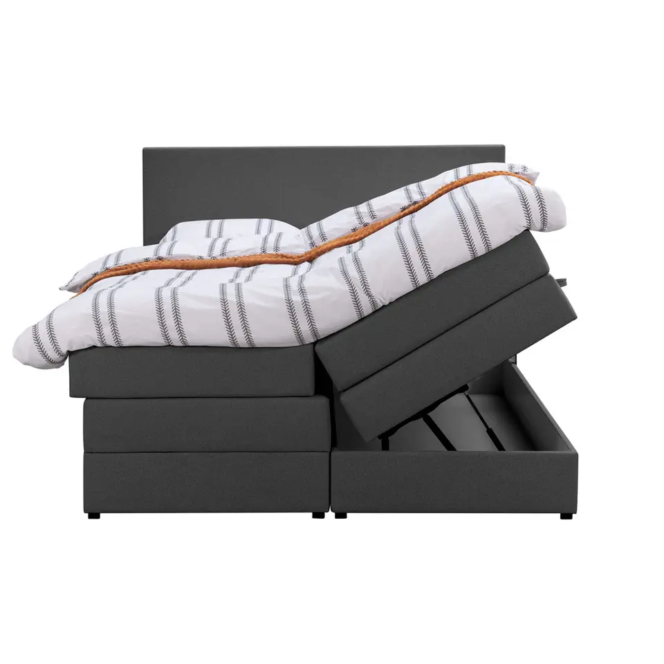 Boxspring met opbergruimte Liv egaal - antraciet - 160x200 cm