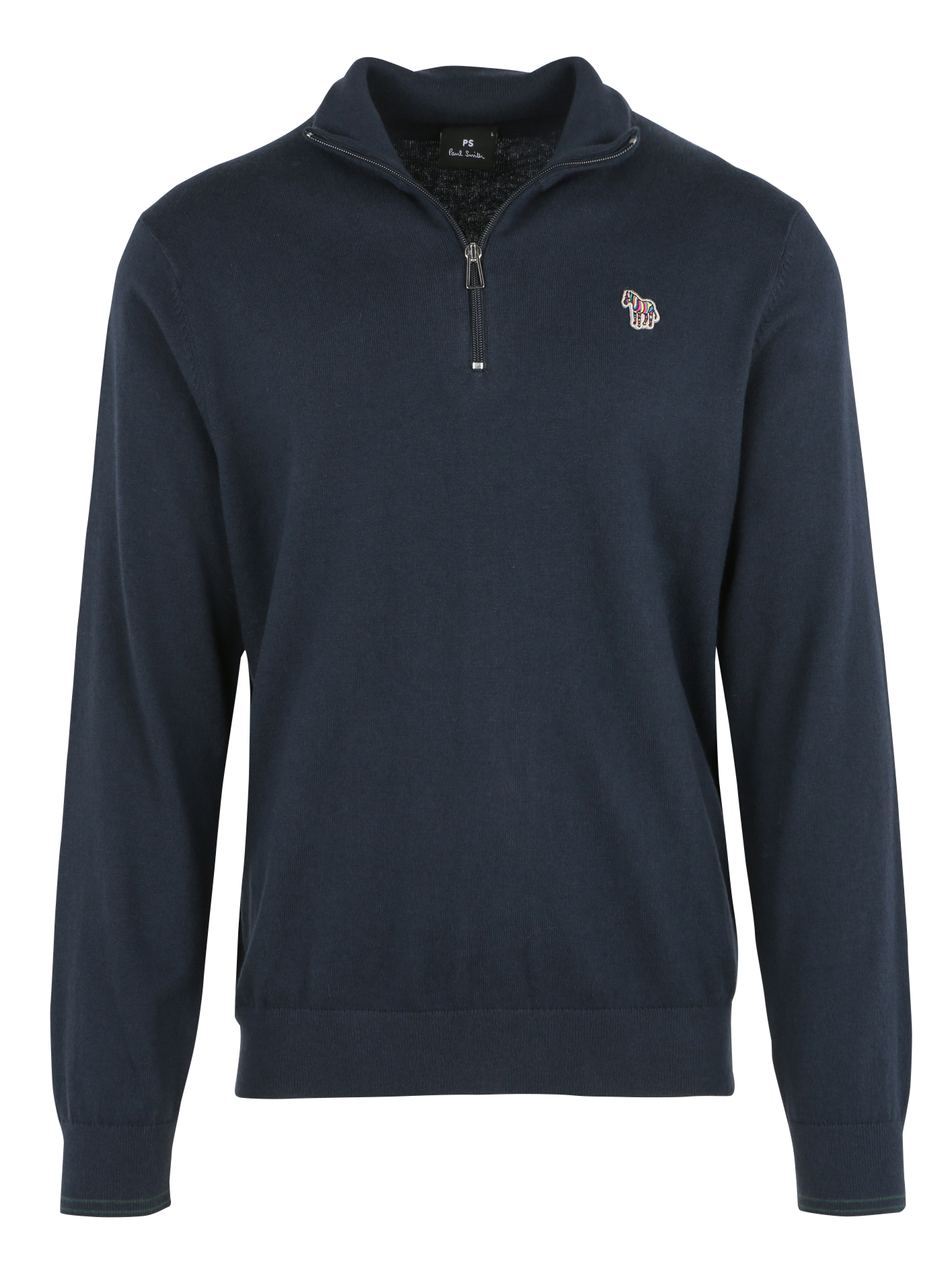Pull col montant zippé en coton mélangé| Bleu