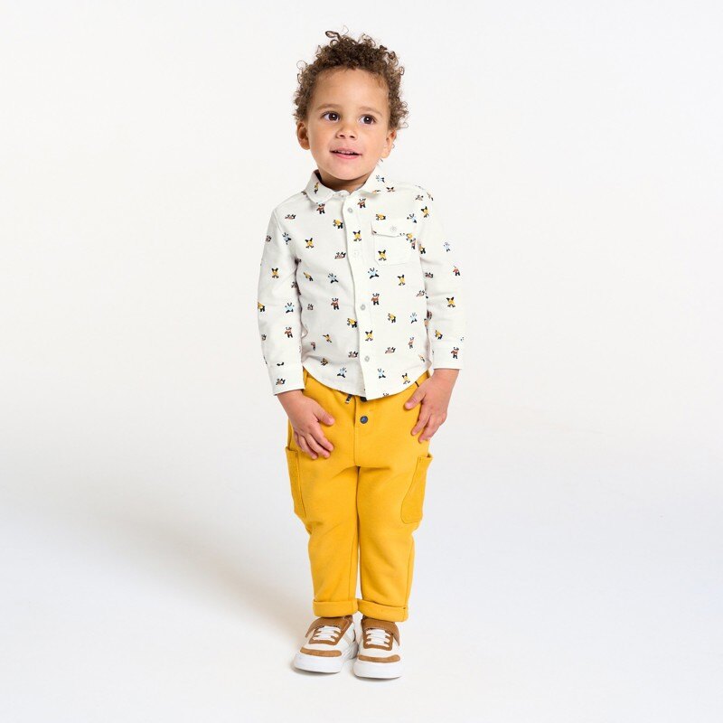 Chemise velours côtelé panda blanc bébé garçon Blanc
