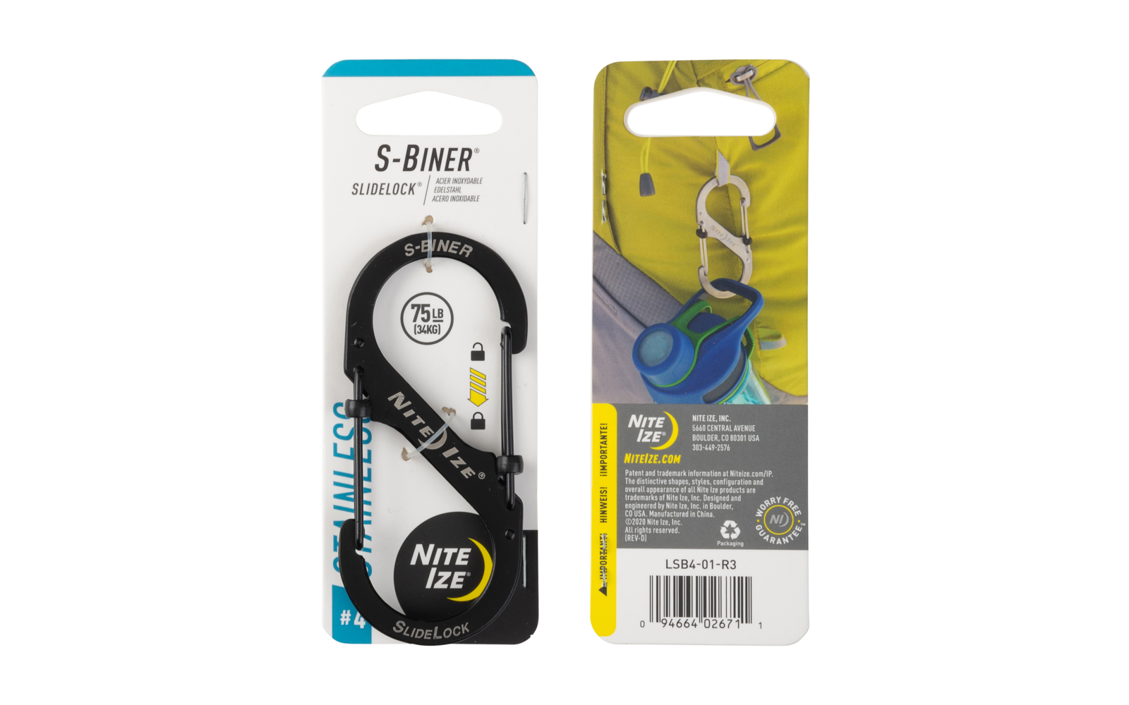 Nite Ize S-Biner SlideLock - Gr. 4, schwarz