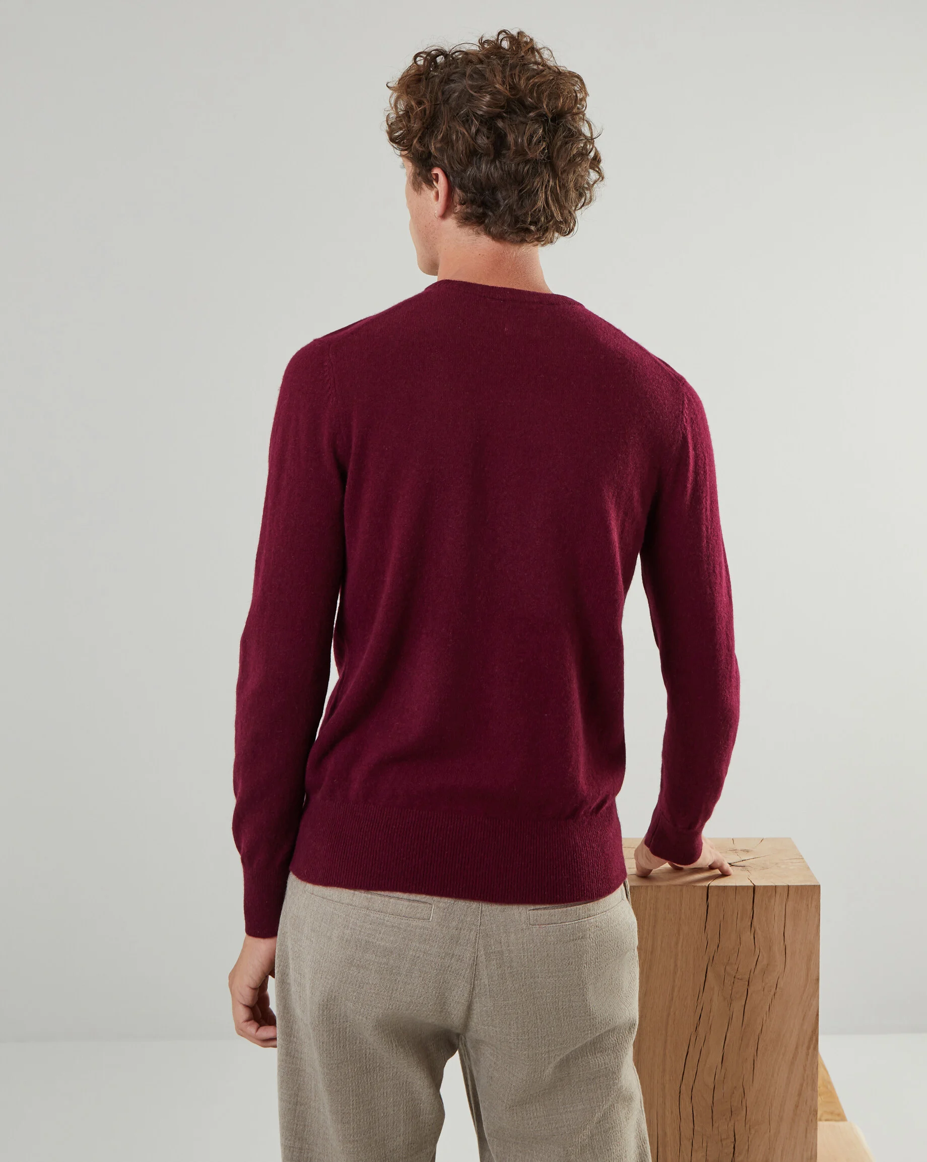 Pull homme col rond en cachemire 2 fils | Rouge