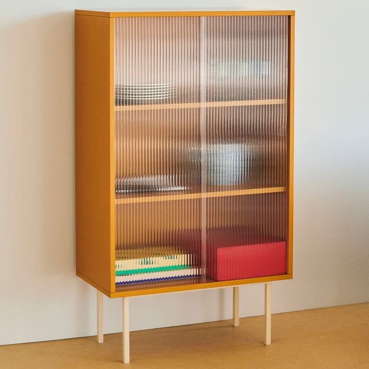 HAY - Colour Cabinet M mit Glastüren, 120 x 51 cm, dark mint (freistehend)